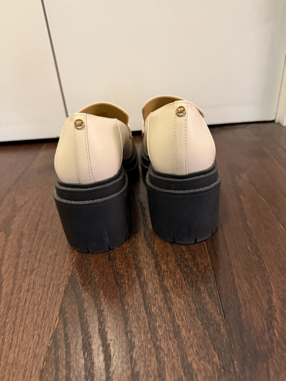 Michael Kors Rocco Cream and Black Platform Loafers - Picture 5 of 8